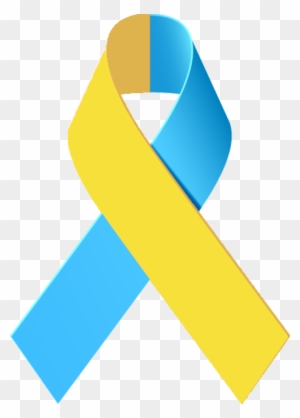 Cancer Ribbon Awareness Ribbons Clip Art - Blue And Yellow Awareness Ribbon