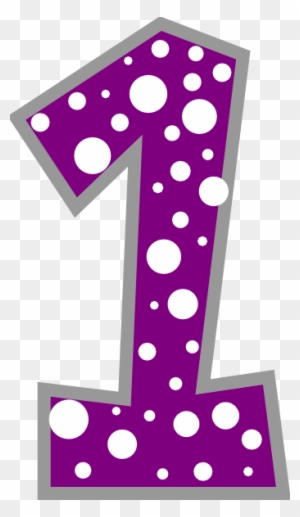 Number 1 Purple And Grey Polkadot Clip Art - Polka Dot Number 1