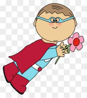 Valentine's Day Superhero Flying - Valentines Day Clip Art Superhero