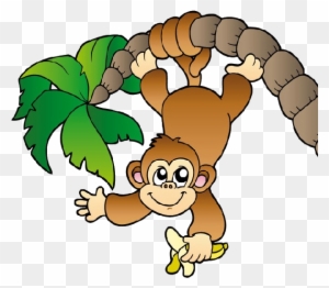 Zoo Clipart Jungle Monkey - Monkey Hanging From A Tree
