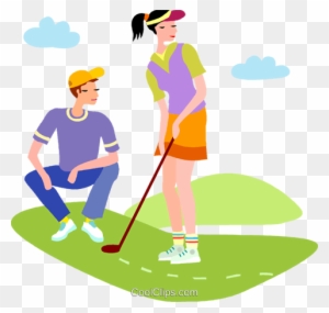 Golf Vector Clipart Of A Couple Playing Golf - Golf Vector Clipart Of A Couple Playing Golf