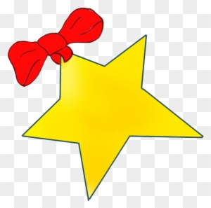 Golden Christmas Star With Red Bow - Christmas Star Clip Art