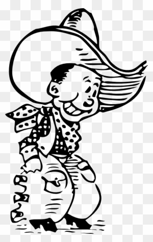 Western Clip Art Black And White - Cowboy Black And White Cartoon