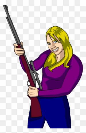 Hunting Clip Art In Free Clipart - Woman With Gun Cartoon