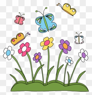 Spring Flowers And Butterflies - Simple Drawing Of Spring Season