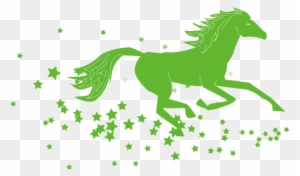 Green Horse Clipart - Blue Stars Pony Note Cards (pk Of 20)