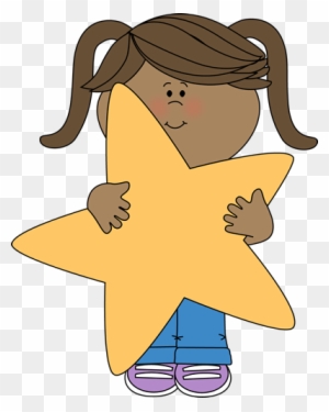 Little Girl Holding A Star - Star Student Clip Art