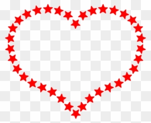 Red Star Outlined Heart Clip Art - Hearts And Stars Clipart