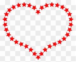Red Star Outlined Heart Clip Art - Hearts And Stars Clipart