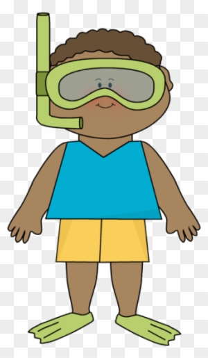 Boy Wearing Snorkle Gear - Kid Summer Clipart