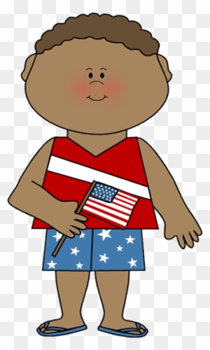 Boy Celebrating Fourth Of July - Fourth Of July Kids Clipart