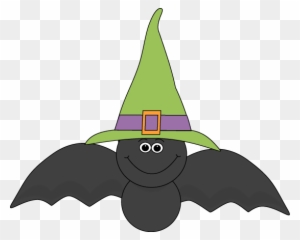 Cute Halloween Owl Witch Clip Art - Bat With A Hat
