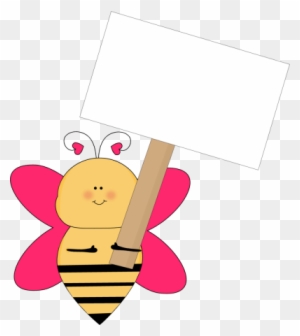 Heart Bee With A Blank Sign - Bee Holding Sign Clipart