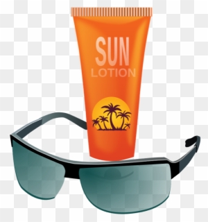 Summer Clipart Sun, Hot Weather, Beach And Bbq Graphics - Sun Cream And Sun Glasses