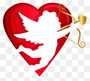 Red Heart Clipart With No Background - Valentines Day Cupid Png