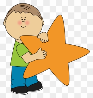 Star Clip Art An Orange Image Little Boy Holding - Kid Star Clipart