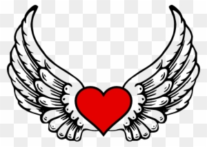 Wings N Heart Clip Art At Clker Com Vector Online Angel - Heart With Wings Vector