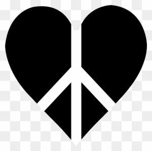 Black Heart Clip Art - Heart Peace Sign Png