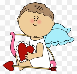 Cupid Holding A Valentine Heart - Valentines Clip Art Cupid