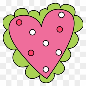 Pink And Green Valentine's Day Heart Clip Art - Valentine Clip Art