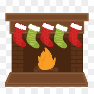 Christmas Fireplace Stockings Svg Scrapbook Shapes - Fireplace With Stockings Clipart