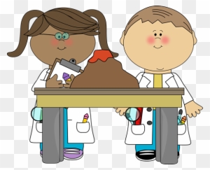 Kids With Volcano In Science Class - Science Class Clipart