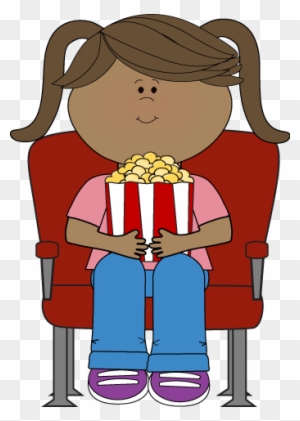 Girl Watching Movie In Theater - Cartoon Girl Watching Movie