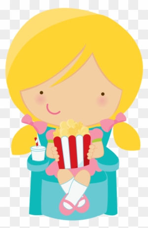 Cute Clipart Girl Eating Popcorn Minus - Girl Eating Popcorn Cartoon