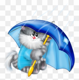 Cat With Umbrella Png Free Clipart - Miss You Illustrations Inages