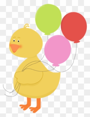 Duck With Balloons - Animal Holding Balloon Clipart