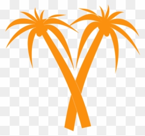 Palm Trees Orange Tropical Palm Silhouette Crossed - Orange Palm Tree Silhouette