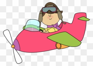Little Girl Flying A Plane - Flying A Plane Clipart