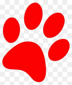 Red Puppy Paw Print Clip Art - Red Paw Print