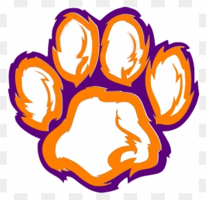 Tiger Paw White Orange Purple Clip Art At Clker Com - Clemson Logo Drawing