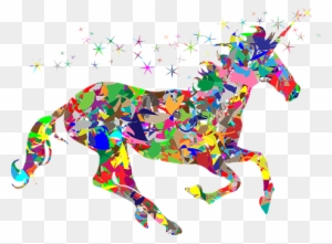 Colorful Prismatic Chromatic Rainbow Polyg - Modern Art Unicorn
