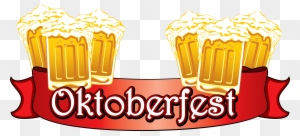 Oktoberfest Red Banner With Beers Png Clipart Image - Oktoberfest Png