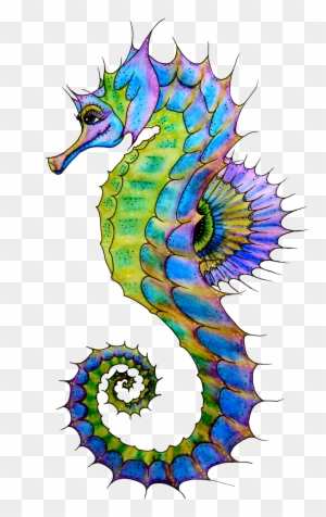 Seahorse Purple Sea Horse Clipart Clipartcow - Seahorse Drawing Colorful