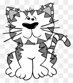 Cat Cartoon White Gray Clip Art - Cats Black And White Cartoon