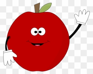 Waving Red Apple Clip Art Image Clipart Face - Apple Fruit With Face