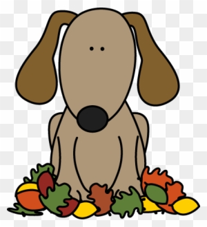 Dog Sitting In Leaves Clip Art - Clip Art Dog Sitting