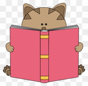 Cat Reading Book Clip Art - Cat Reading Clipart