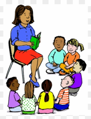 School Kids Art Class Clip Art - Teacher Is Reading A Story