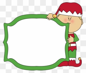 Christmas Elf Holding A Blank Sign - Christmas Elf Page Border