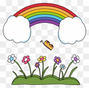Happy Rainbow Scene - Rainbow In The Sky Clipart
