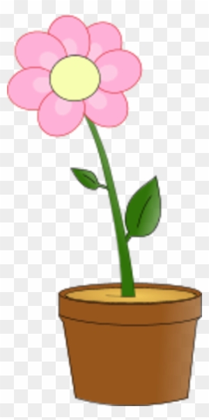 Flower With Leaves In A Planting Pot - Flower In A Pot Clipart