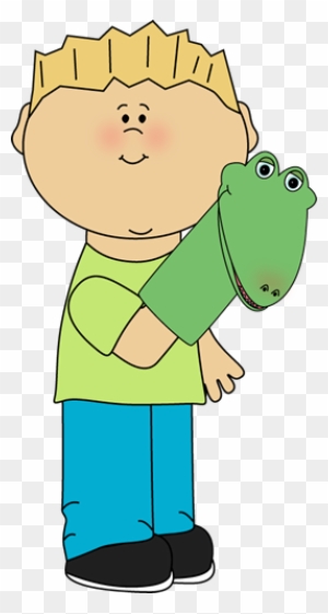 Boy With Puppet - Turn Off The Lights Clipart