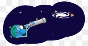 A Cartoon Of Planet Earth Looking At A Galaxy Through - Solar System Cartoon Png