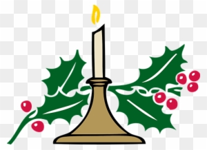 Christmas Candle, Candlelight, Holly - Church Christmas Clip Art