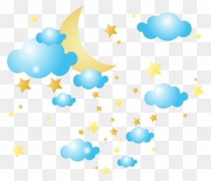 Moon Clouds And Stars Png Clip-art Image - Moon And Star Png