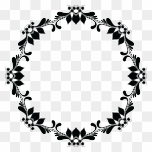 Free Clipart Of A Floral Frame - Circle Flower Frame Black And White Png